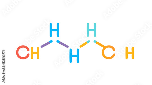 Illustration of a Pentane Molecule Chemical Structure in Bold Lines