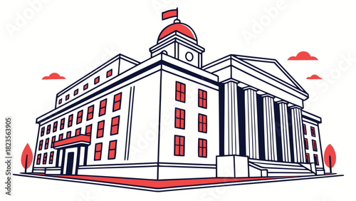 A government building icon illustration with bold lines