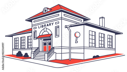 Illustration of a Library Building in a Vector Design