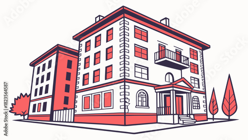 A modern flat vector design of a condominium building