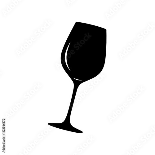 Sleek Tilted Wine Glass Graphic Element - Perfect for Drink Menus & Bars