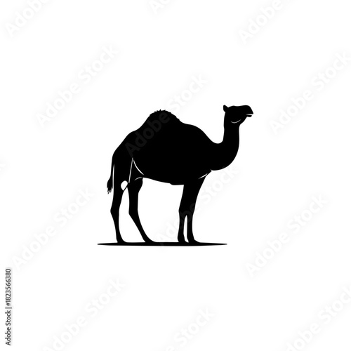 Sleek silhouette concept of a dromedary camel perfect for logo design