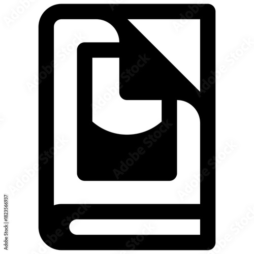 Magazine. Outlined stroke vector icon with black-filled details.