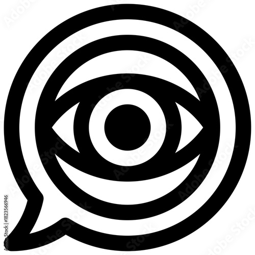 Visual communication. Outlined stroke vector icon with black-filled details.