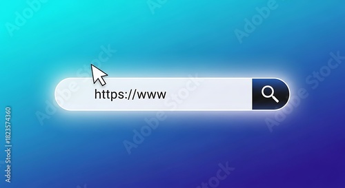 Closeup of a digital search bar with a cursor hovering over the input field, symbolizing online search and internet navigation