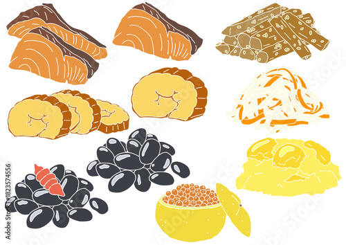 おせち10種　版画