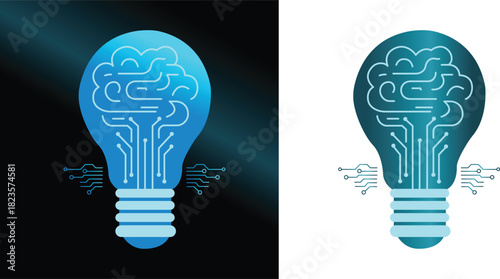 new AI innovation light bulb vector icon