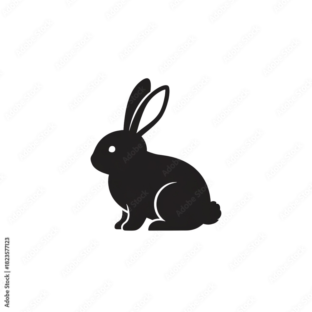 Obraz premium 【Animals Icons – Basic】Round Bunny Silhouette Logo | 丸くて可愛いウサギのシルエットロゴ