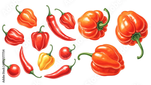 watercolor habanero clipart for graphic resources