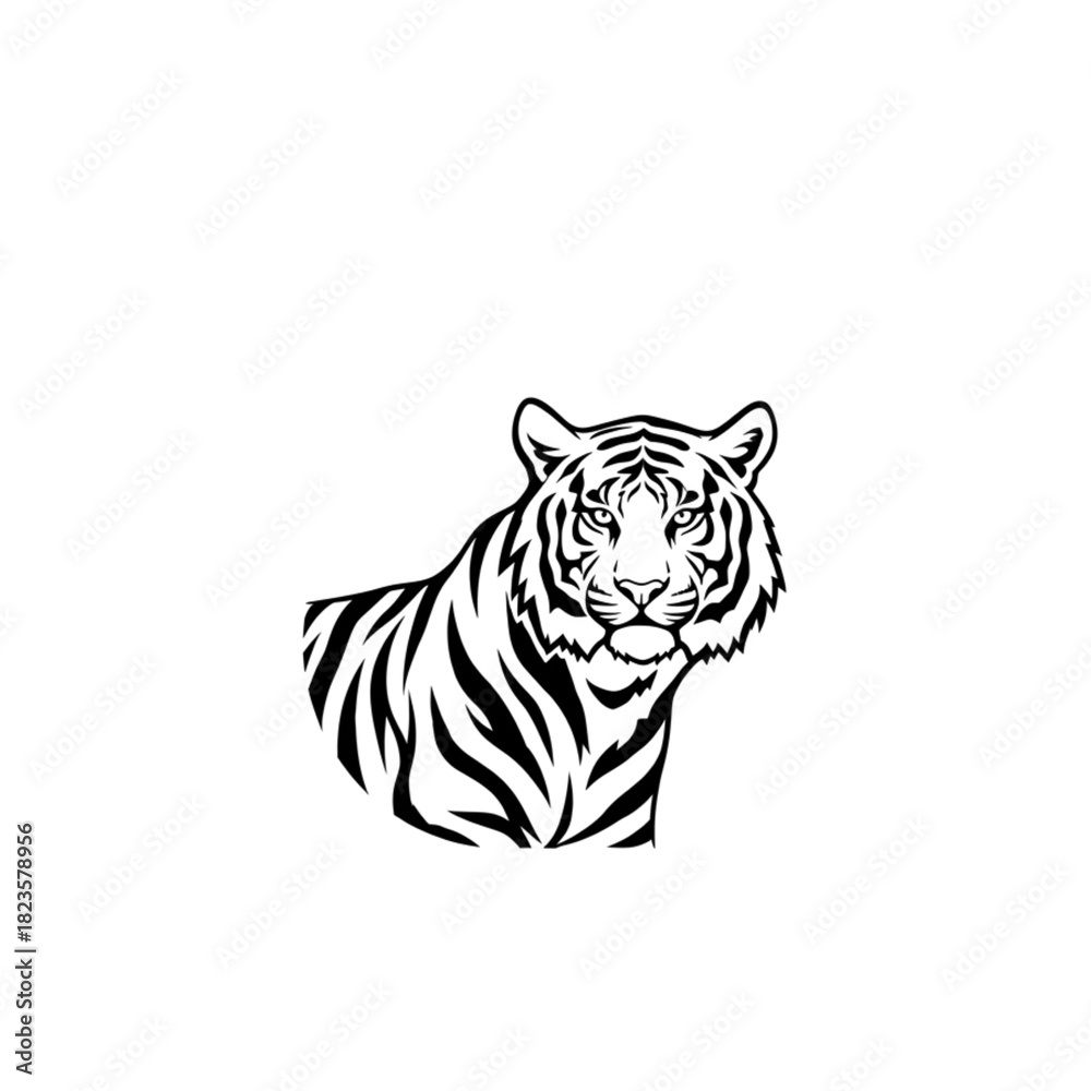 Fototapeta premium 【Animals Icons – Basic】Tiger Silhouette Logo for Branding | シンプルなトラのシルエットロゴデザイン