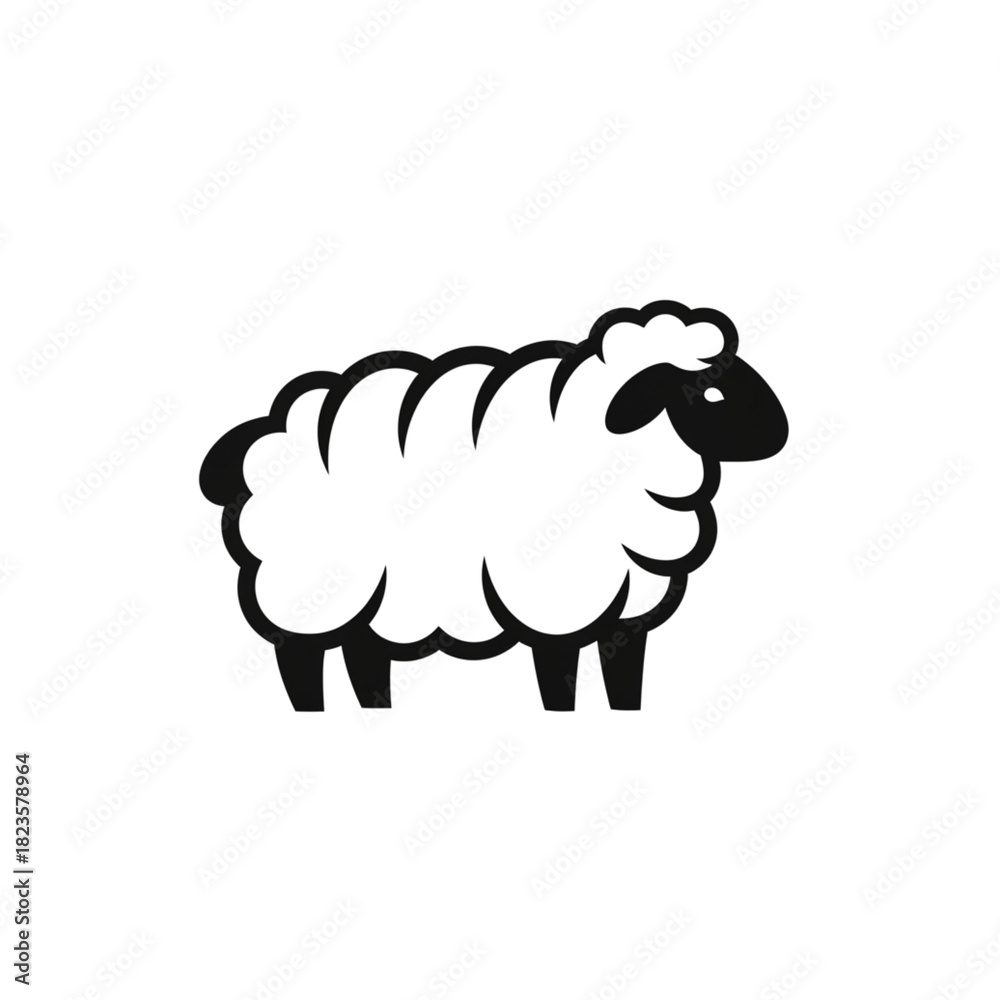 Obraz premium 【Animals Icons – Basic】Simple Sheep Silhouette Logo | シンプルな羊のシルエットロゴデザイン