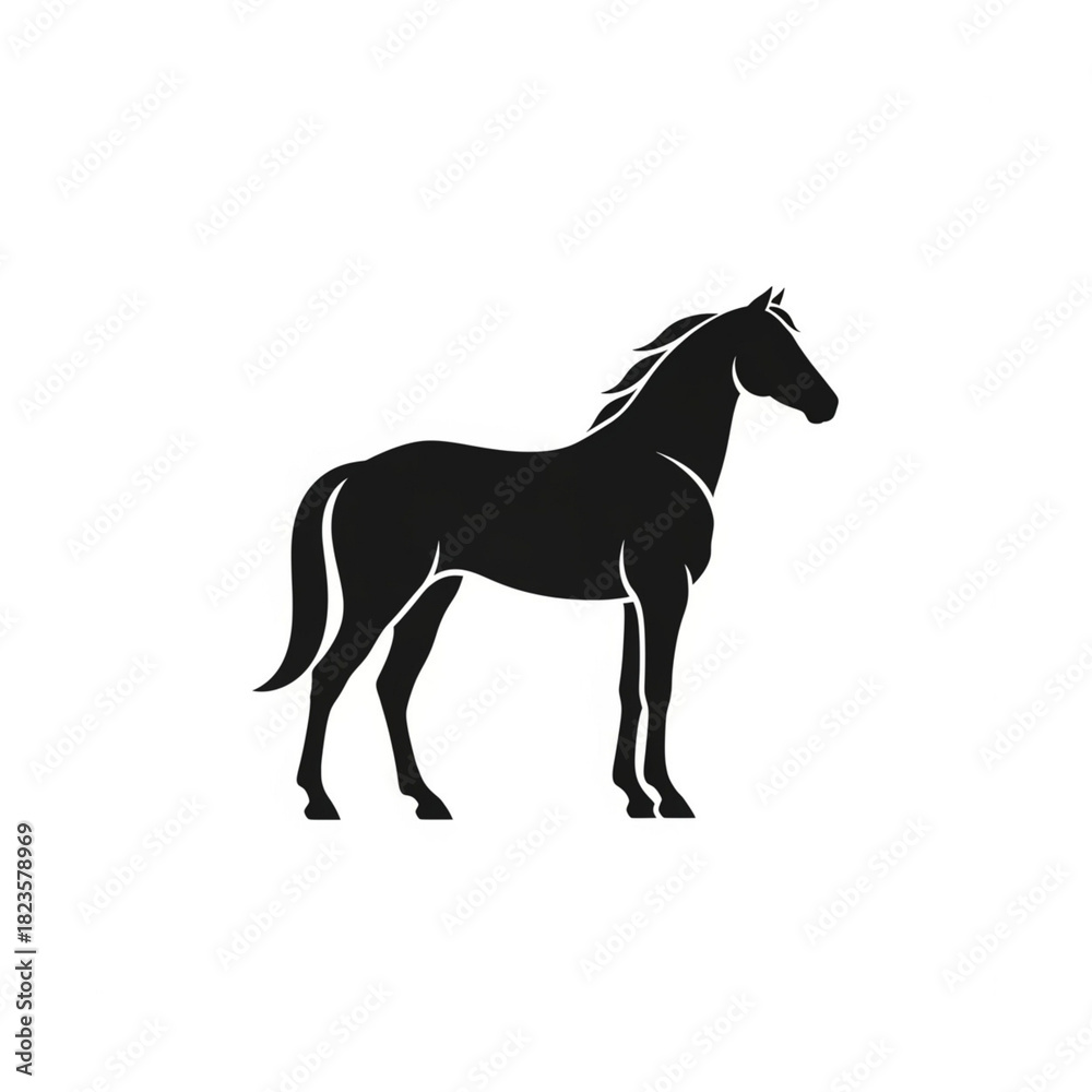 Fototapeta premium 【Animals Icons – Basic】Elegant Horse Silhouette Logo | 上品な馬のシルエットロゴデザイン