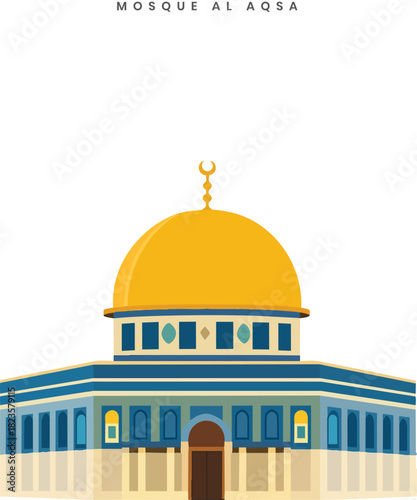Illustration of Mosque Al-Aqsa - Dome of the Rock and Surrounding Structures
