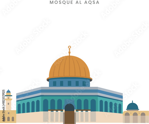 Minimalist Illustration of Mosque Al-Aqsa