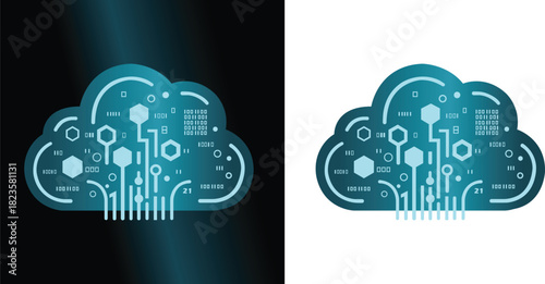 Big data cloud vector icon