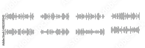 Voice message. Sound wave icon set . Audio waves icon, voice message and sound representation icon set, music sound waves, sound waves sign . 