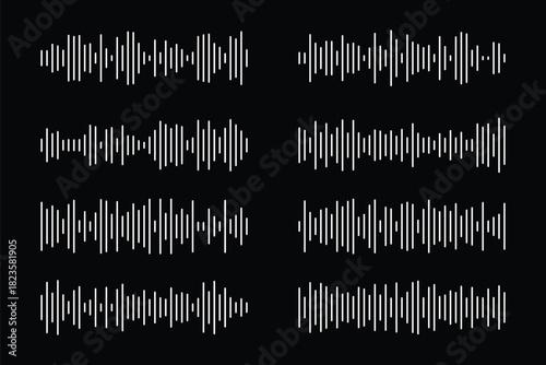 Voice message. Sound wave icon set . Audio waves icon, voice message and sound representation icon set, music sound waves, sound waves sign . 