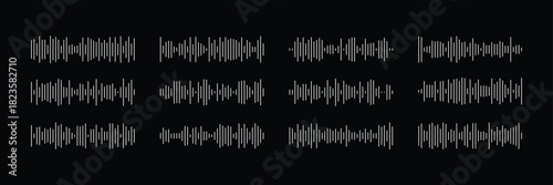 Sound wave icon set. Audio Wave and Music Frequency Symbols. Audio Equalizer and Volume Level Interface. audio equalizer graphics for digital media display . 