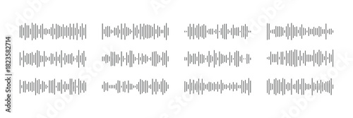 Sound wave icon set. Audio Wave and Music Frequency Symbols. Audio Equalizer and Volume Level Interface. audio equalizer graphics for digital media display . 