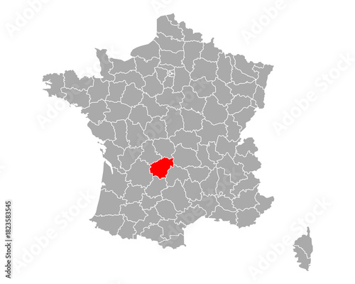 Karte von Correze in Frankreich