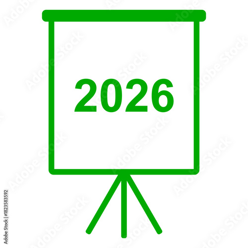 Jahr 2026 und Flipchart
