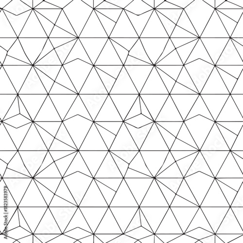 Abstract geometric triangle pattern with irregular lines and interconnected network on clean white background Vector