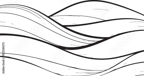 Abstract black and white flowing lines graphic background. modern wavy pattern, minimal elegant design. smooth curves art. Vector