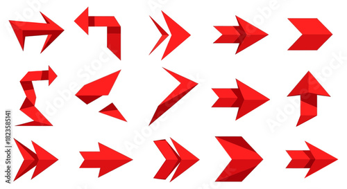Red arrow direction set navigation sign pointer design element graphic illustration vector forward backward up down