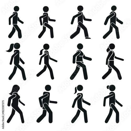 Minimalist Silhouette of a Person Walking Forward in Clean Vector Style Collection