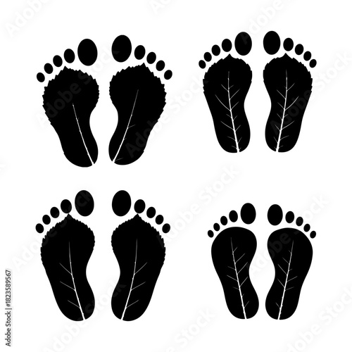 HUMAN FOOT MADE OF LEAF, PLANT SAVE SILHOUETTE PACK