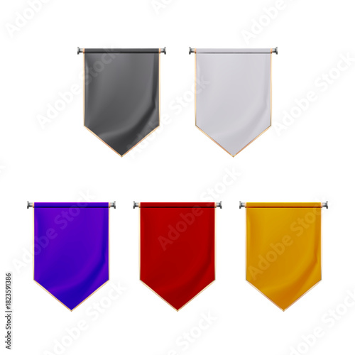 Realistic vector pennant banner mockup. Colors can be easily changed