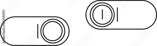 Two toggle switches in on and off positions showing simple line art design