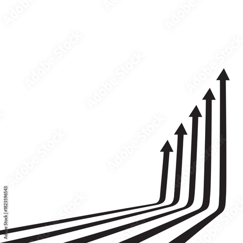 Five arrows moving up vintage, Abstract financial chart with uptrend line arrows graph go up. Growth business revenue invest concept