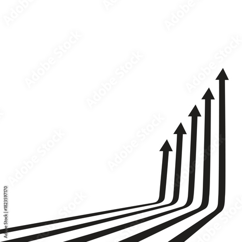 Five arrows moving up vintage, Abstract financial chart with uptrend line arrows graph go up. Growth business revenue invest concept