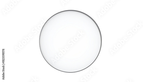 A stark white circle floats against a solid black backdrop, softly shaded edges