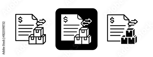 Trade  Solid color and black line drawing vector illustration set