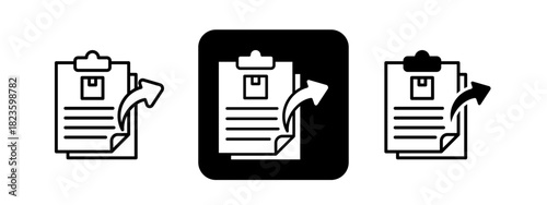 Export Document  Solid color and black line drawing vector illustration set