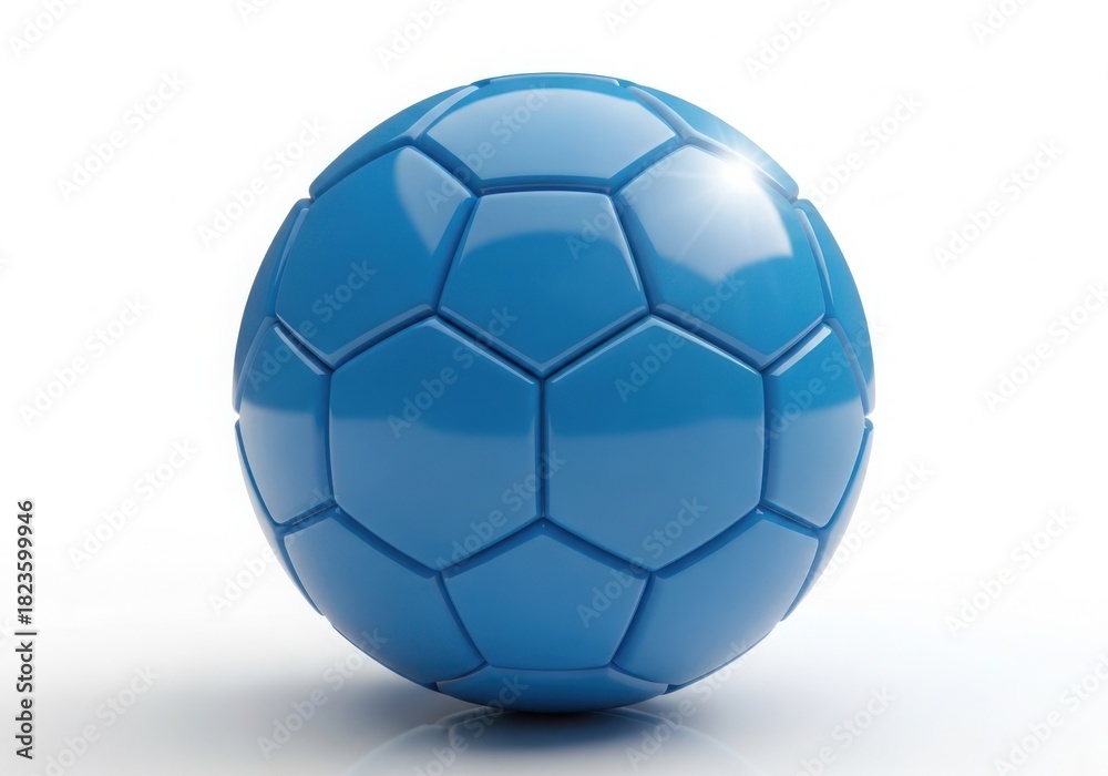 Fototapeta premium A glossy blue soccer ball with a unique hexagonal pattern