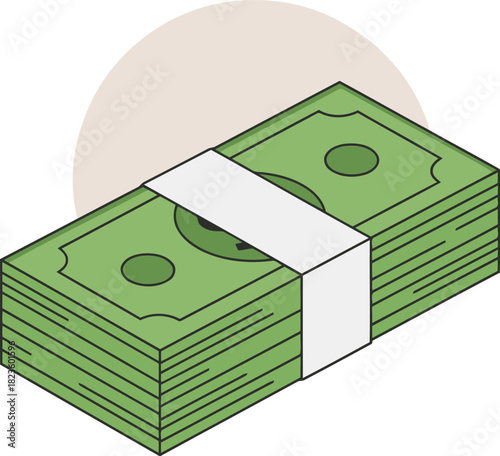 Visualize wealth and prosperity with a neatly stacked pile of cash in a modern minimalist design