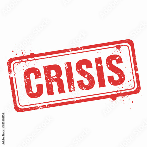 A red grunge rubber stamp with the word CRISIS in bold capital letters, angled on a white background, symbolizing an urgent situation or emergency.