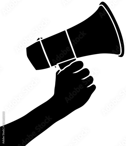megaphone illustration communication silhouette loudspeaker logo voice icon loud outline sound announcement message speaker attention announce advertising alert bullhorn shape and vector graphic backg