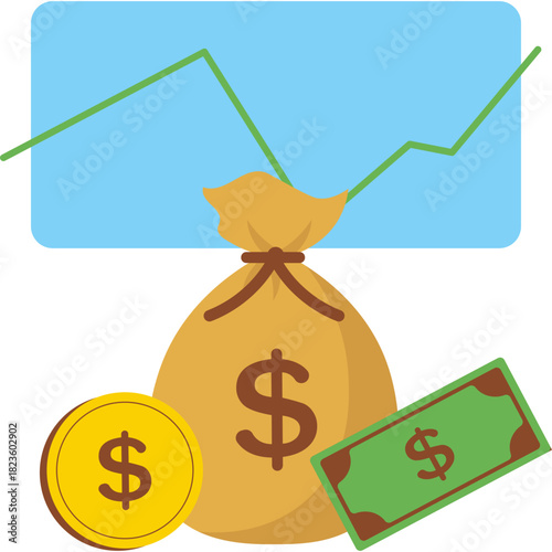 Money Bag Flat Illustration