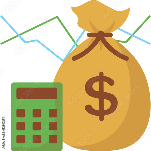 Money Bag Flat Illustration
