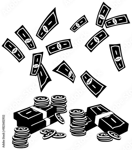 money illustration cash silhouette currency logo business icon finance outline savings wealth banking success financial jackpot dollar investment bank shape for vector graphic background