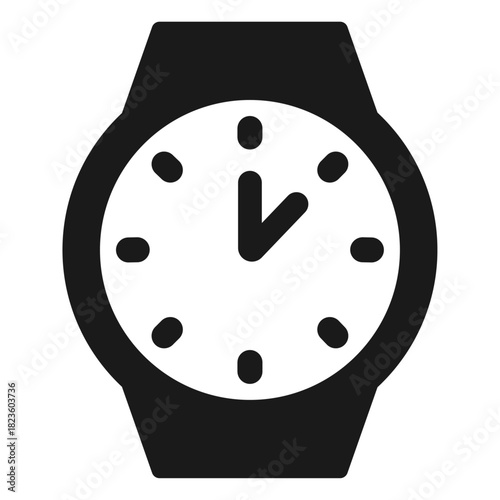 Watch icon – wristwatch clock symbol for time, schedule, punctuality, and time management in minimal outline vector
