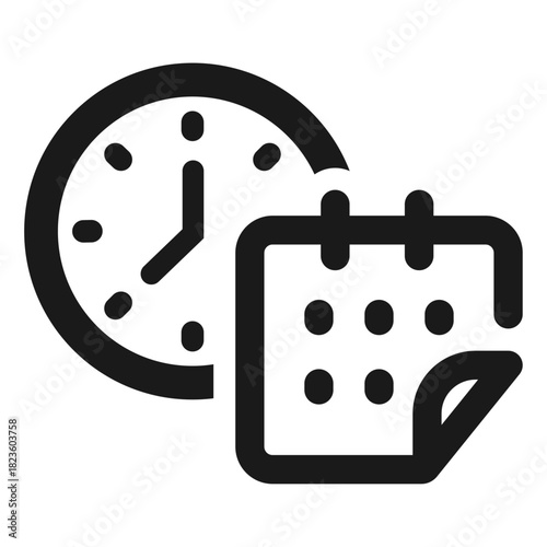 Schedule icon – clock and calendar symbol for planning, appointment, timeline, and time management in minimal outline vector
