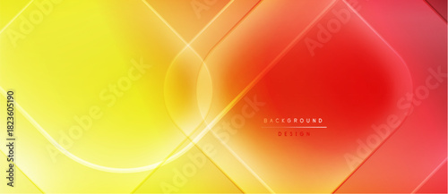 Abstract gradient background. Yellow blends into red. Overlapping lines create dynamic visual effect. Modern design element.