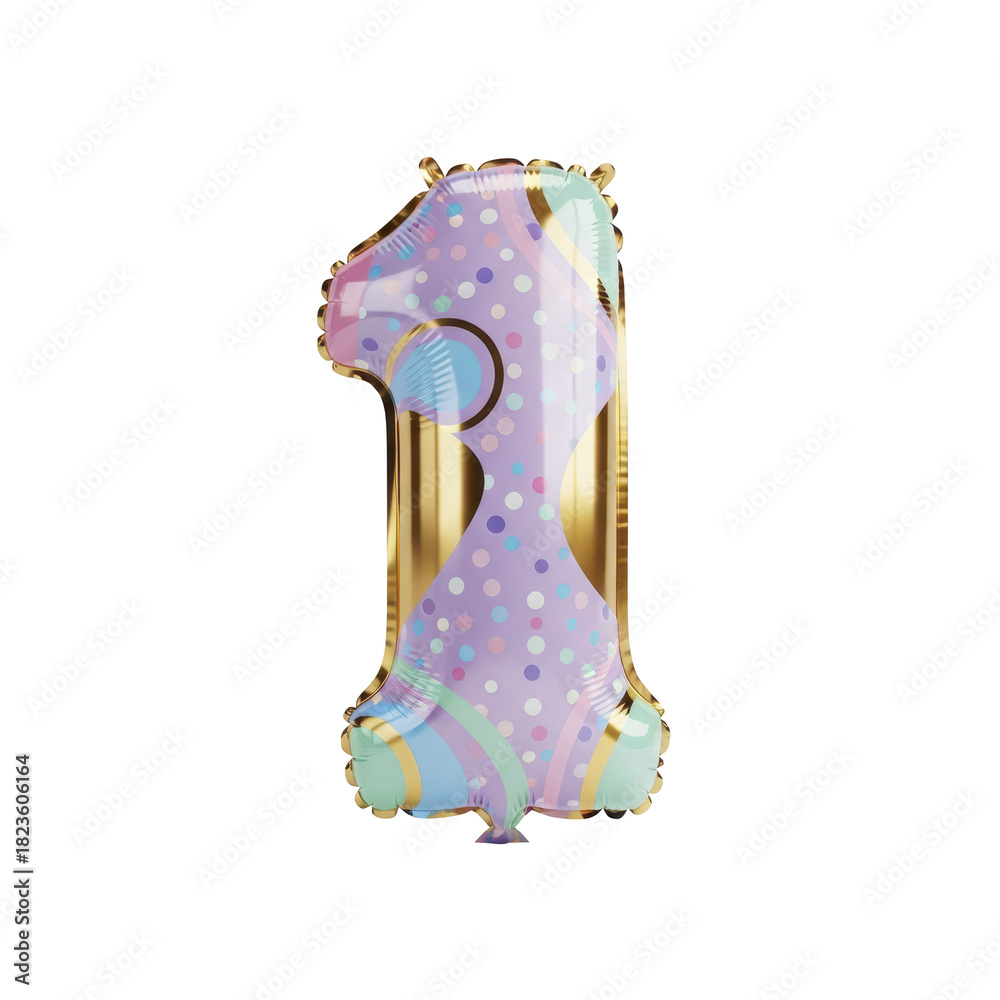 Fototapeta premium Set of foil balloon number isolated on a white background