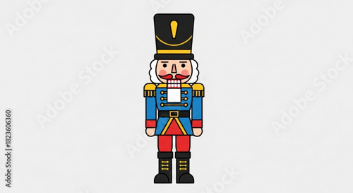 Cute cartoon nutcracker soldier character illustration for christmas holiday decoration and toy concept