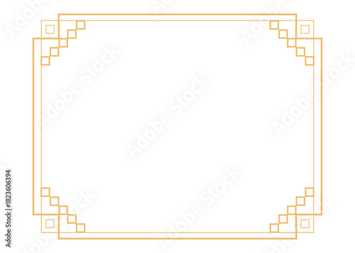Gold asian Korean traditional frames, line borders with knot corners ornament. Decoration border, divider for banner, certificate.